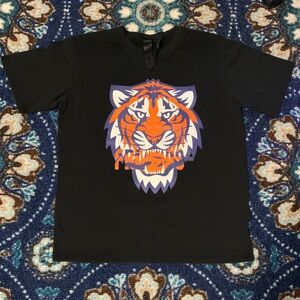 VLONE Black Tee with Orange Tiger Graphic